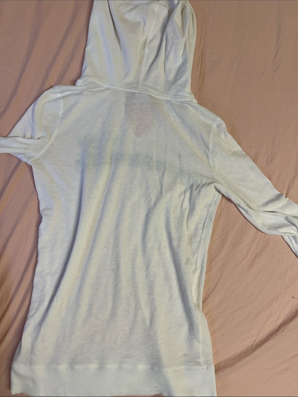 Y2K Abercrombie & Fitch White Hooded Long-Sleeve Logo Top - Picture 4 of 5